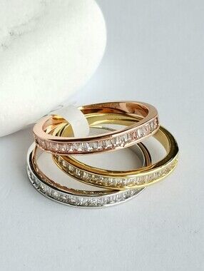 3 Tone Stacking Ring Set With  CZ size 9 🆕